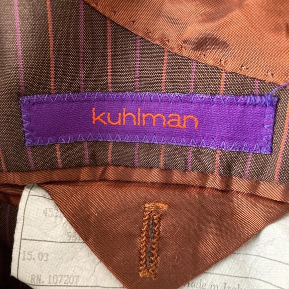 Kuhlman Blazer Womens 6R Brown Pinstripes 2 Button - Picture 3 of 10